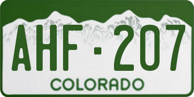 CO license plate AHF207