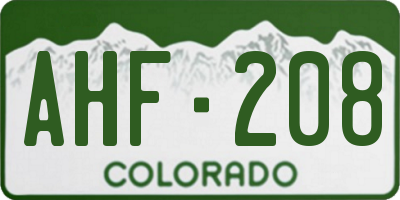 CO license plate AHF208