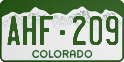 CO license plate AHF209