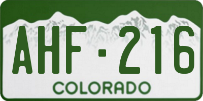 CO license plate AHF216