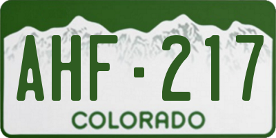 CO license plate AHF217