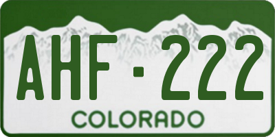 CO license plate AHF222