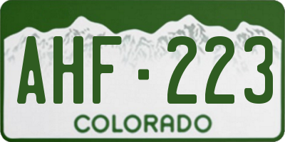 CO license plate AHF223
