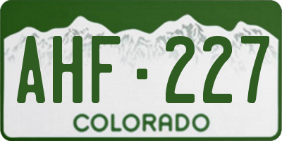 CO license plate AHF227