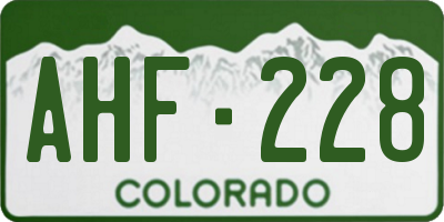 CO license plate AHF228