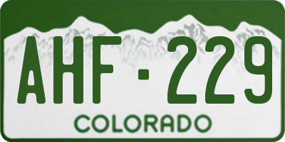 CO license plate AHF229