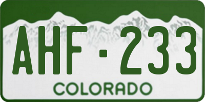 CO license plate AHF233