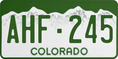 CO license plate AHF245
