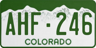 CO license plate AHF246