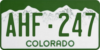CO license plate AHF247