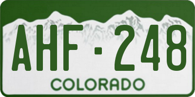 CO license plate AHF248