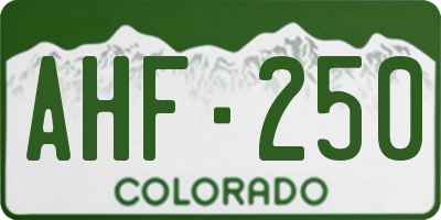 CO license plate AHF250