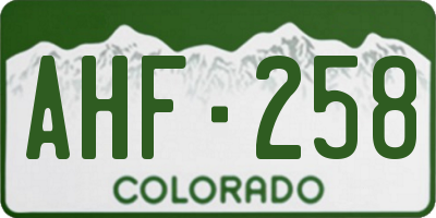 CO license plate AHF258