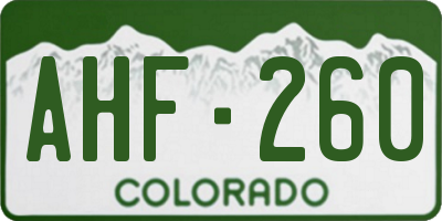 CO license plate AHF260