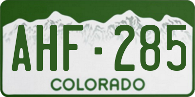 CO license plate AHF285