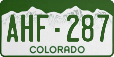 CO license plate AHF287