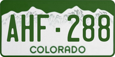 CO license plate AHF288