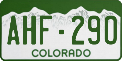 CO license plate AHF290