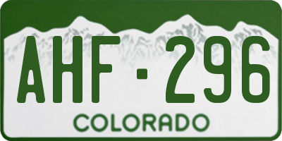 CO license plate AHF296