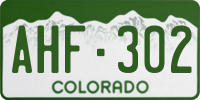 CO license plate AHF302