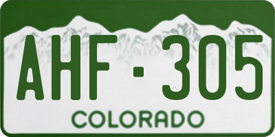 CO license plate AHF305