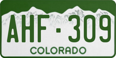 CO license plate AHF309