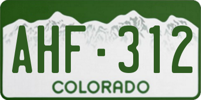 CO license plate AHF312