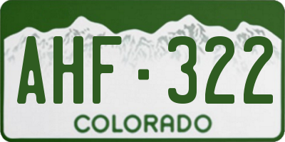 CO license plate AHF322