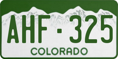 CO license plate AHF325