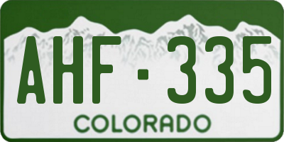 CO license plate AHF335
