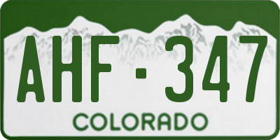 CO license plate AHF347