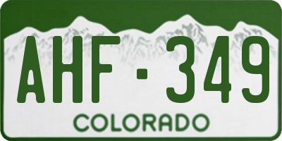 CO license plate AHF349
