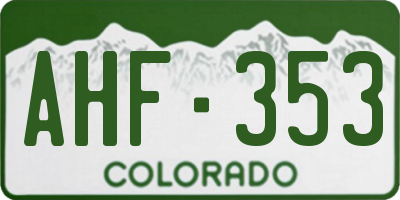 CO license plate AHF353