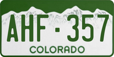 CO license plate AHF357