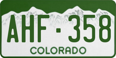 CO license plate AHF358