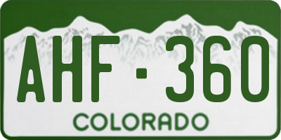 CO license plate AHF360