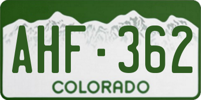 CO license plate AHF362