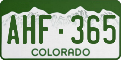 CO license plate AHF365