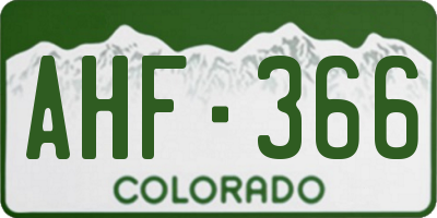 CO license plate AHF366