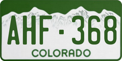 CO license plate AHF368
