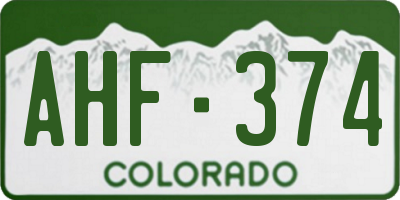 CO license plate AHF374