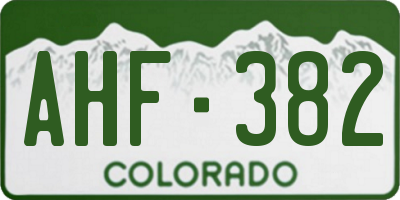 CO license plate AHF382