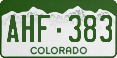 CO license plate AHF383
