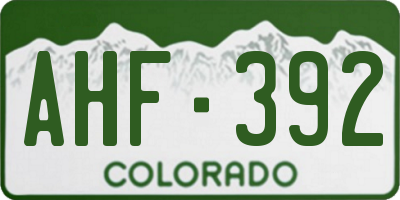 CO license plate AHF392