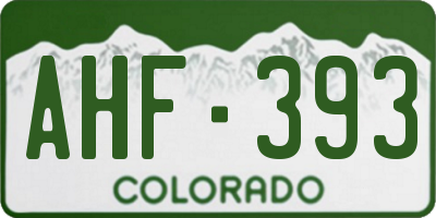 CO license plate AHF393