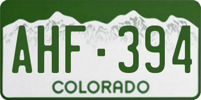 CO license plate AHF394