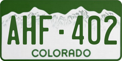 CO license plate AHF402