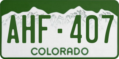 CO license plate AHF407
