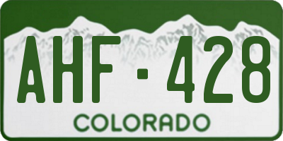 CO license plate AHF428
