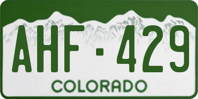 CO license plate AHF429